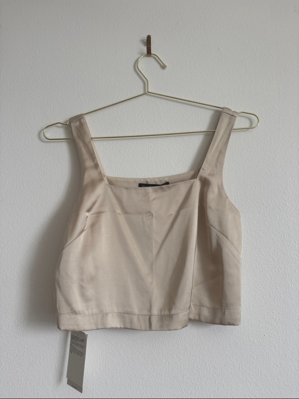 Abercrombie & Fitch Neutral Beige Square-Neck Crop Tank